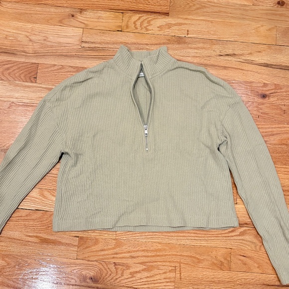 Reformation Yale Waffle Zip Size XS, Green - Picture 2 of 5